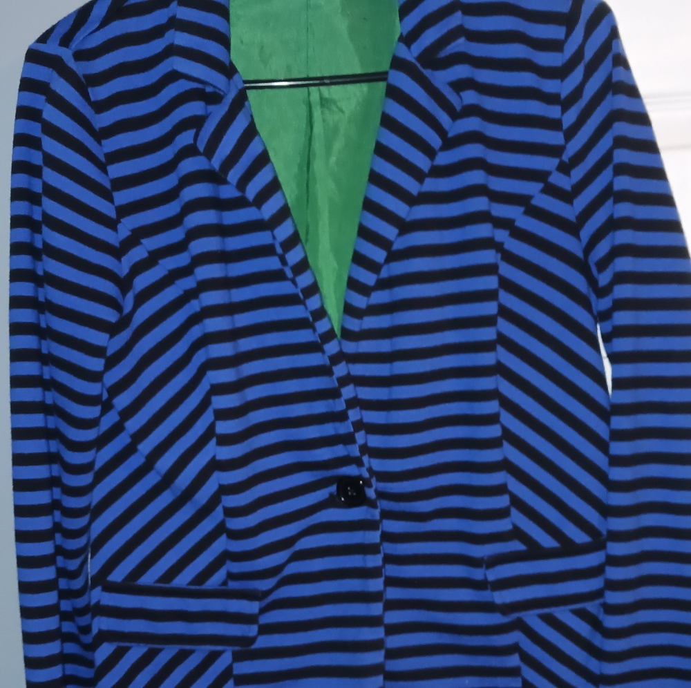 A.N.A. Blue Black striped jacket. Size L